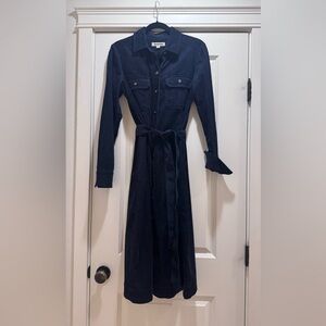 Boden Eloise Corduroy Navy Blue Midi Shirt Dress